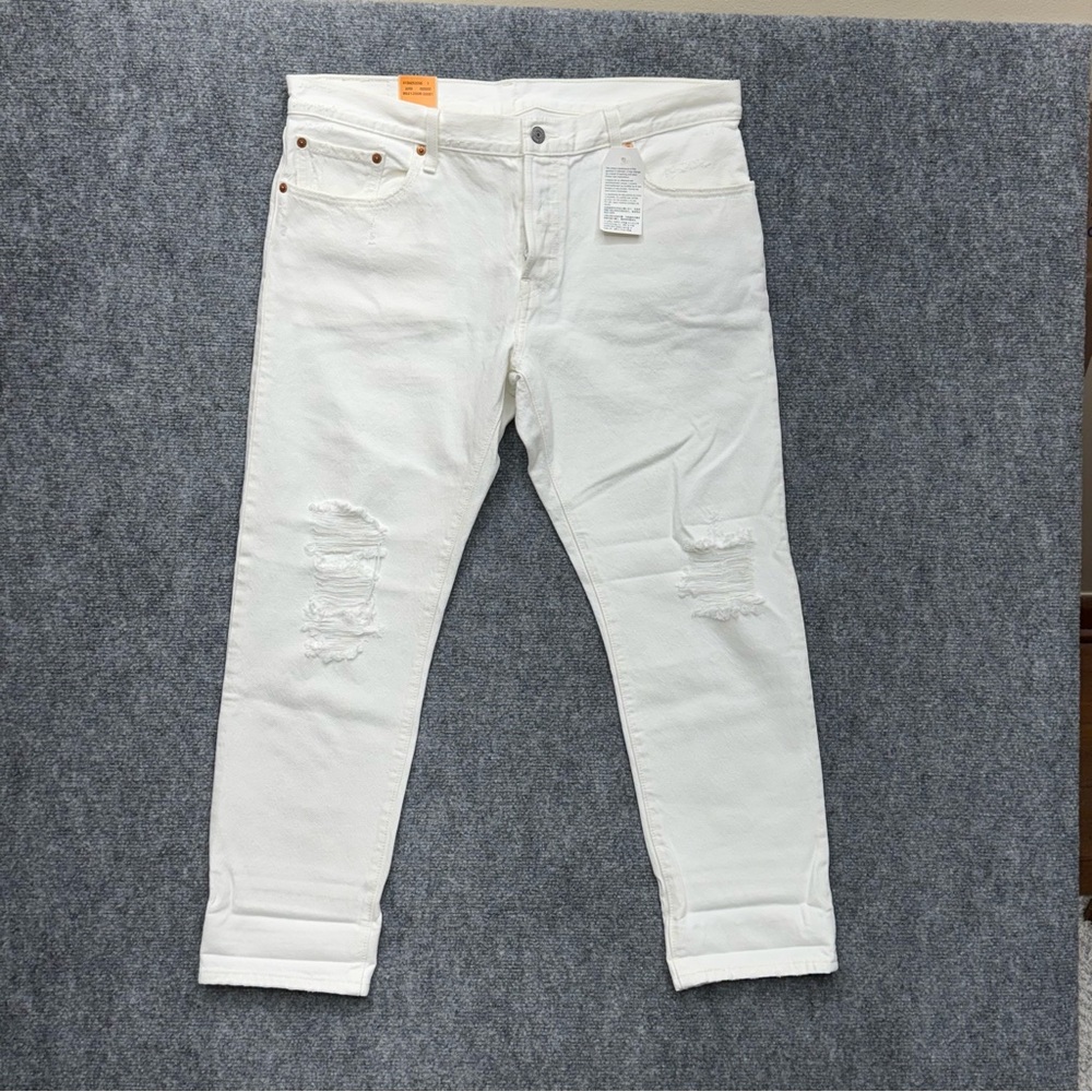 Levi's 501 CT white tapered distressed jeans Women's size 32 (actual size 36x29)